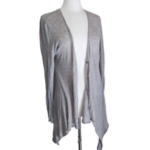 Eileen Fisher Cardigan Womens S 100% Linen Open Front Topper Sweater Taupe Beige